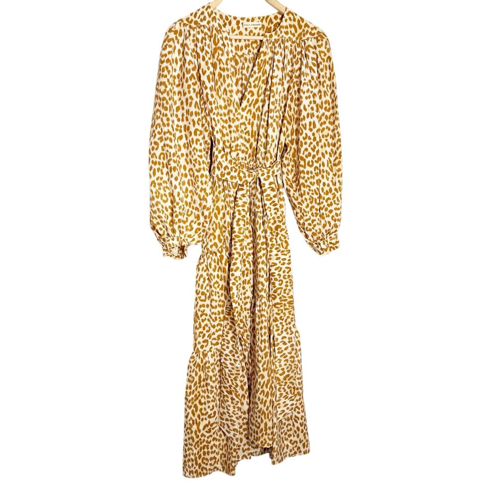 Ulla Johnson Daria Cheetah Leopard Animal Print Balloon Long Sleeve Midi Dress 2